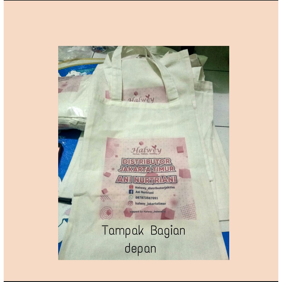 Tas Tote Bag Halwey Bahan Tebal,Lembut dan jahitan Kuat ukuran 30×40
