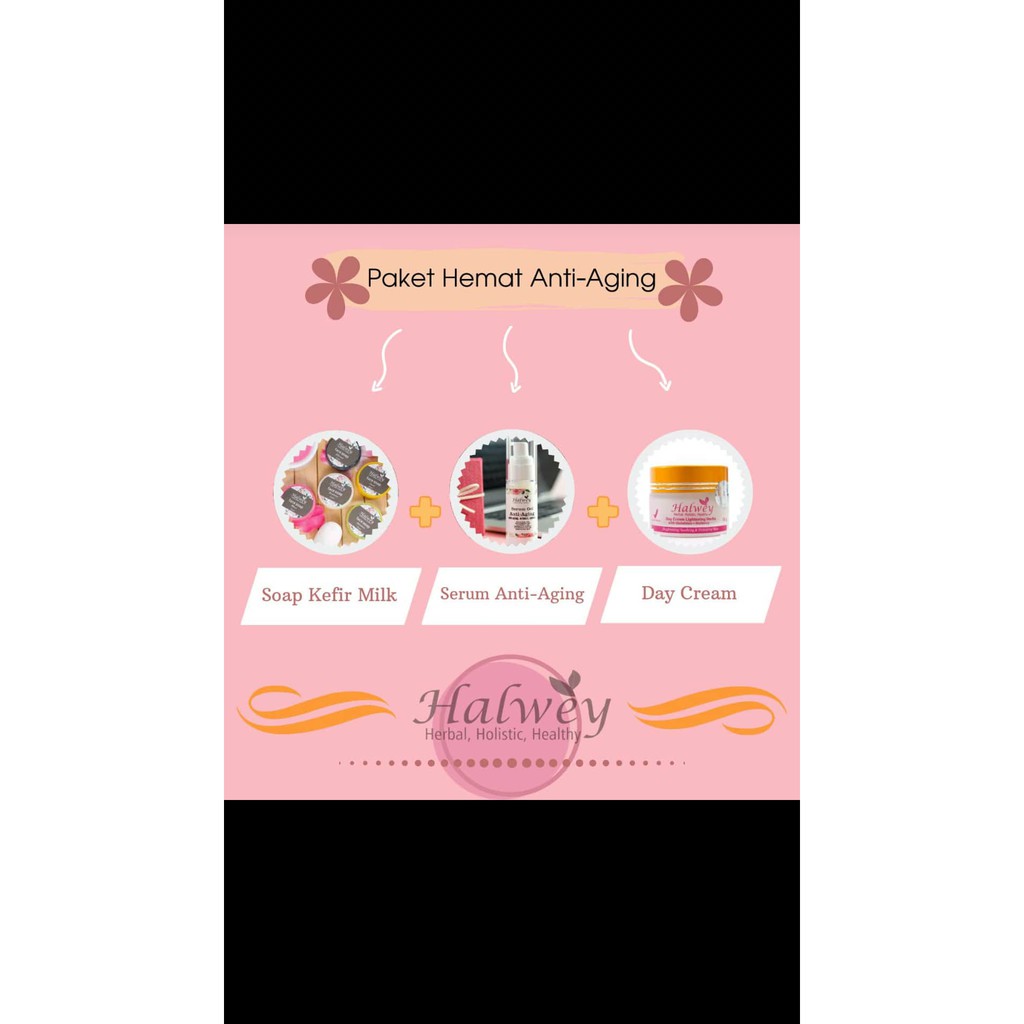 Paket hemat glowing anti aging Halwey BPOM Halal