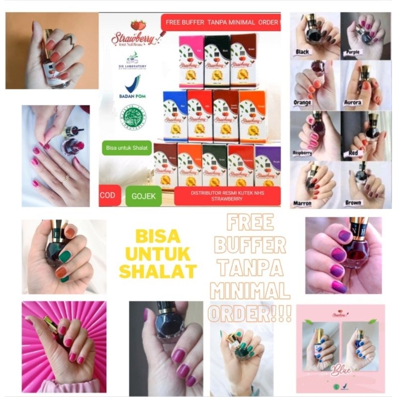 (FREE Buffer tanpa minimal order) Henna Kuku – Kutek Henna Mini Halal | Nail Henna Sah Sholat | Strawberry Nail Henna KUKU SAH SHALAT HALAL 5 ML