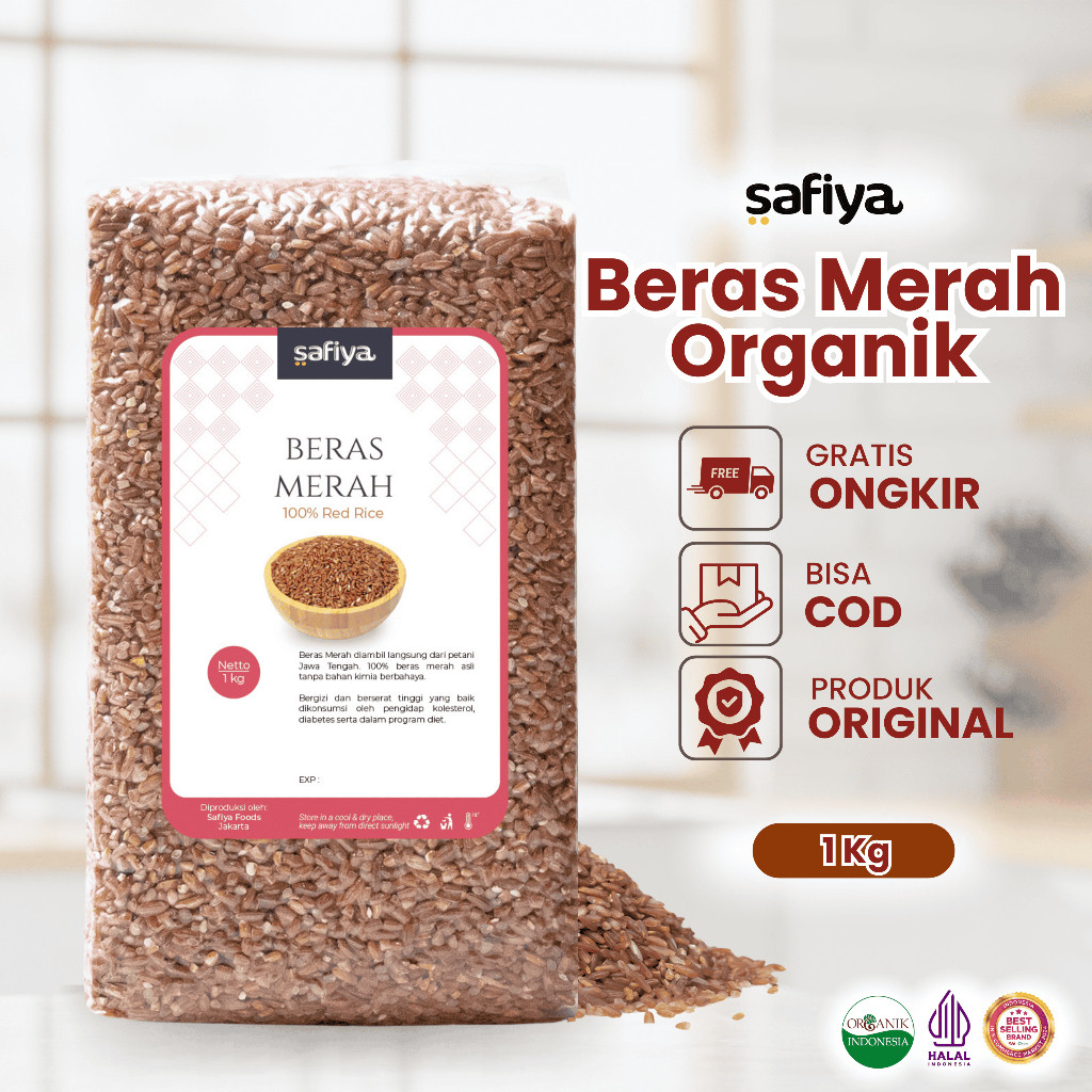 Safiya Beras Merah Organik 1 Kg Beras Pecah Kulit Premium HalweyJaktim