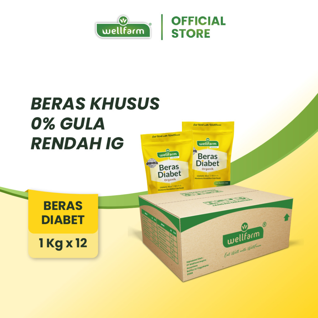 Terlaris WellFarm Beras Diabet Organik Kardus Isi 12 Pouch 1 Kg | Beras Diabetes Organik 1 Kardus