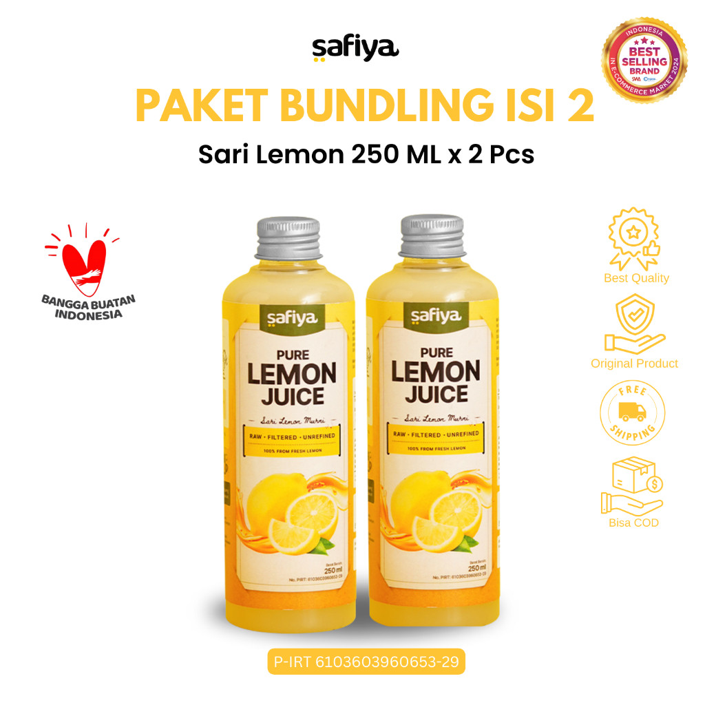 Safiya Paket Isi 2 Sari Lemon 250 ML Pure Lemon 100% Asli HalweyJaktim
