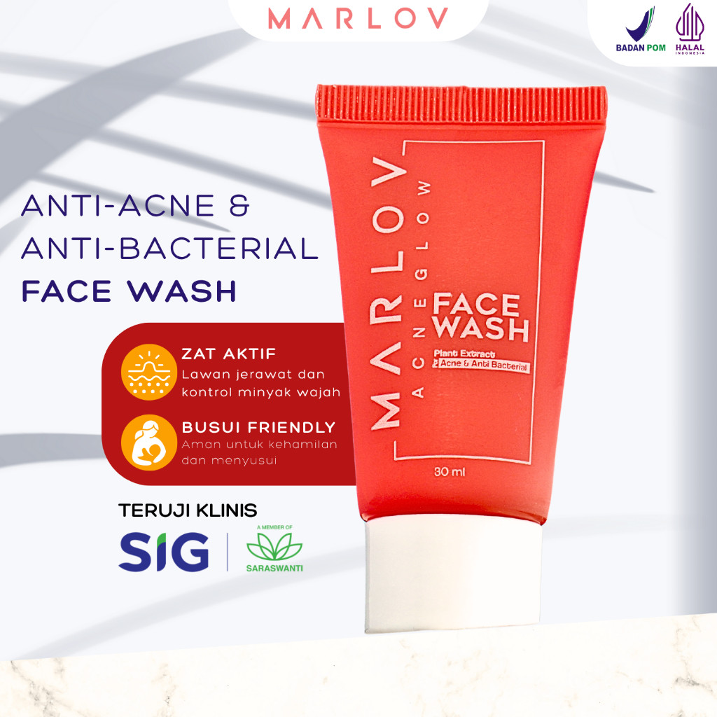 MARLOV Acne Glow Facial Wash 70ml | Sabun Pembersih Wajah untuk melawan jerawat dan wajah berkilau