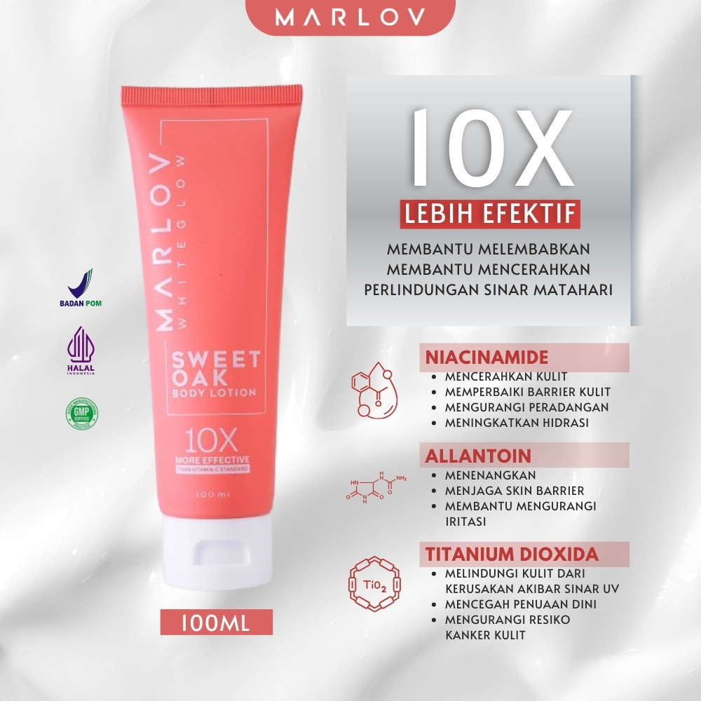 MARLOV Body Lotion White Glow Series Sweet Oak 100ml Niacinamide, Tittanium Dioxida,Vit C &Allantoin