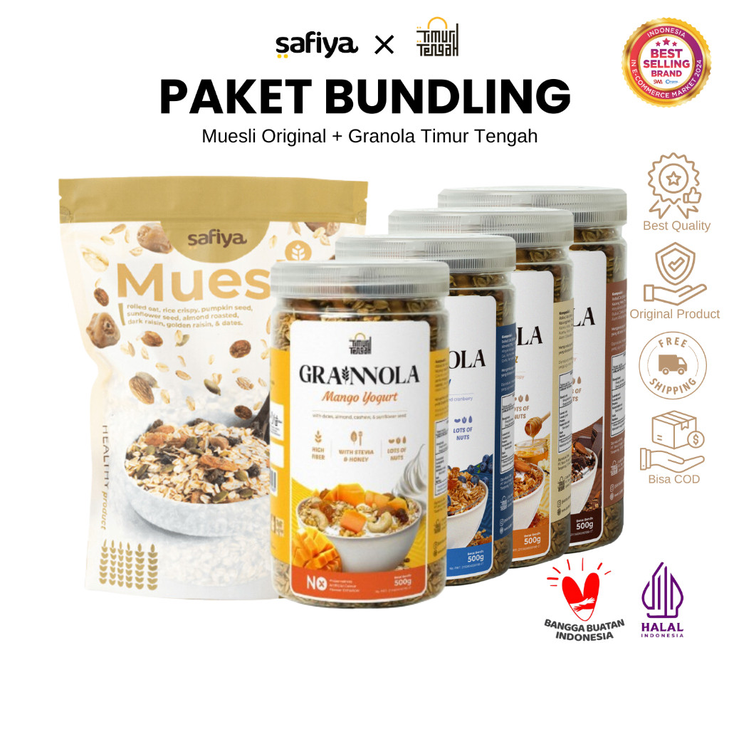 Safiya Bundling Muesli Original 500 Gram x Granola 500 Gram Premium HalweyJaktim