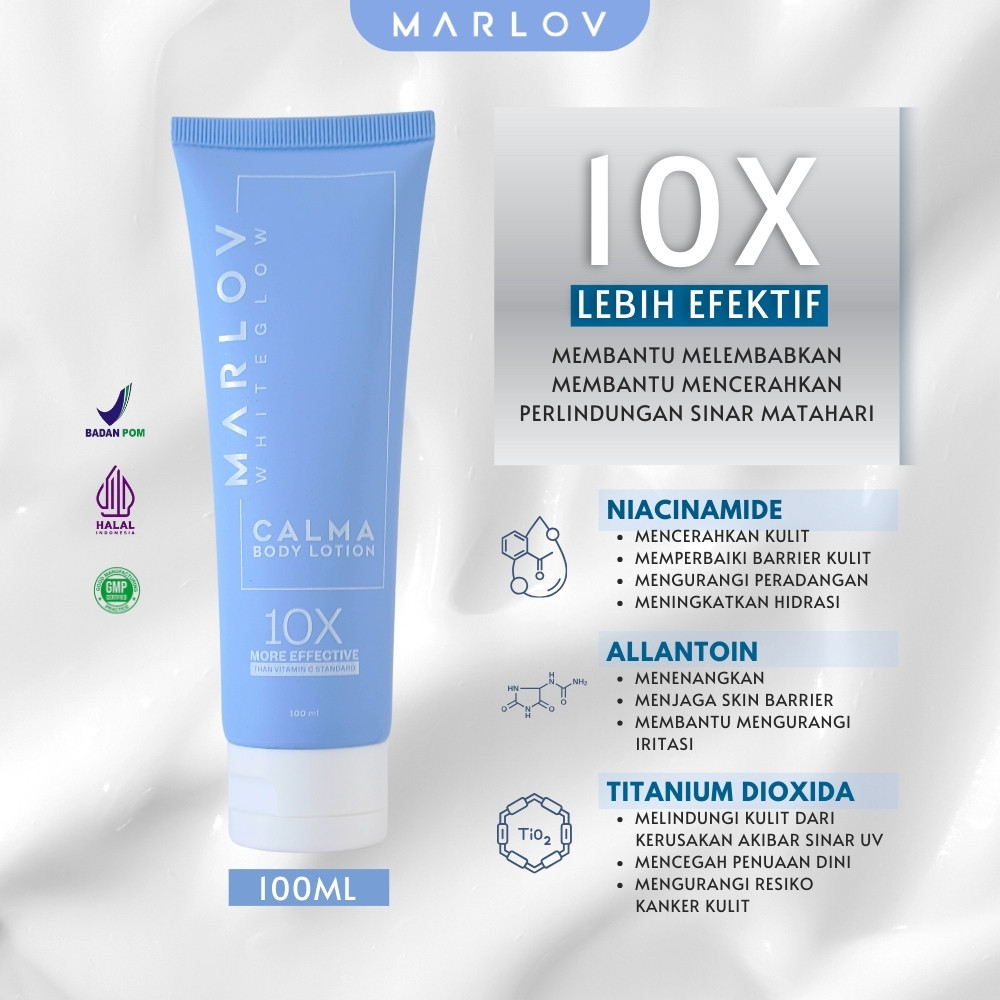 MARLOV Body Lotion White Glow Series Calma 100ml – Niacinamide, Tittanium Dioxida, Vit C & Allantoin