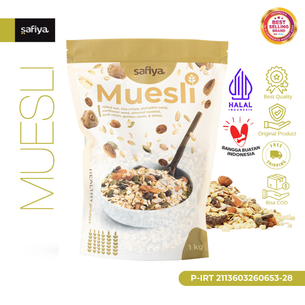 Safiya Muesli Fruit & Seed 1 Kg Sereal Sehat Original Diet HalweyJaktim