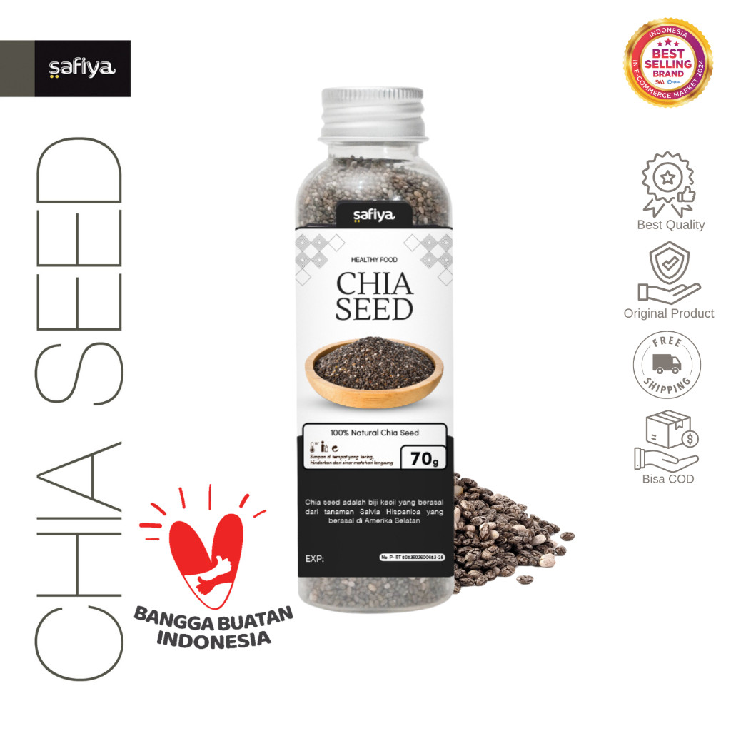 Safiya Chiaseed Organik 70 Gram Botol Chia Seed Premium HalweyJaktim
