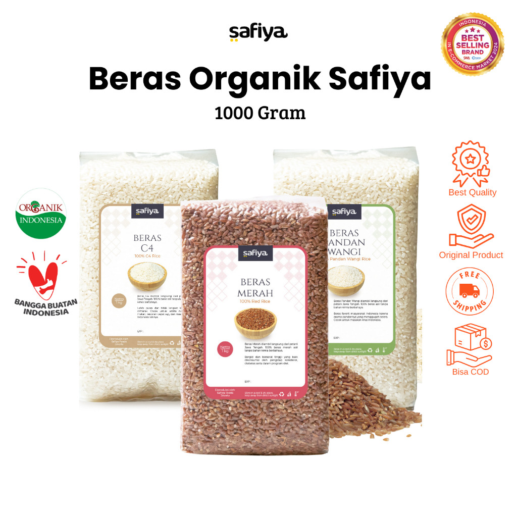 Safiya Beras Organik 1 Kg Beras Merah Pulen Wangi HalweyJaktim