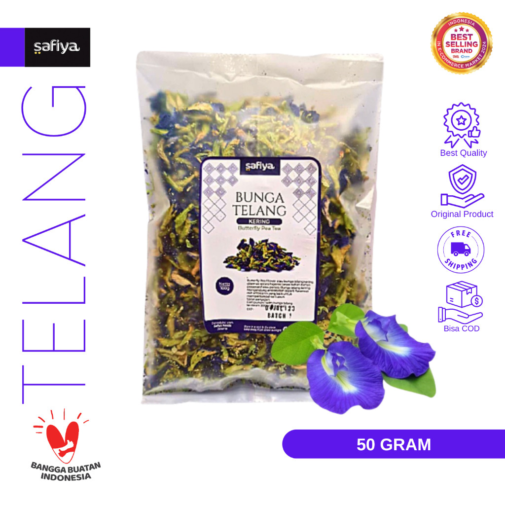 Safiya Bunga Telang 50 Gram Original Premium HalweyJaktim