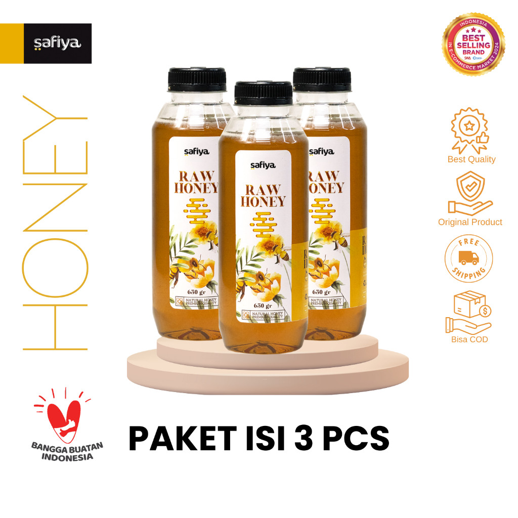 SAFIYA [PAKET ISI 3 BOTOL] Madu Murni Raw Honey Multiflora HalweyJaktim