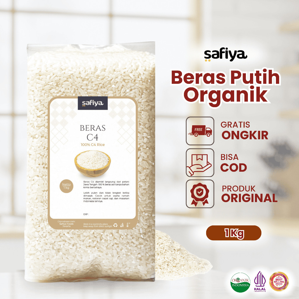 Safiya Beras Organik C4 1 Kg Pulen Premium HalweyJaktim