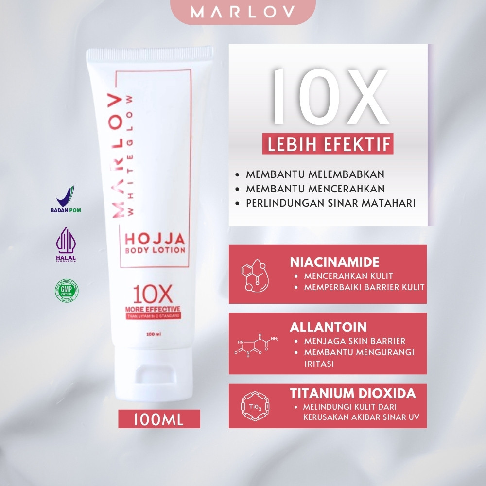 MARLOV Body Lotion White Glow Series Hojja 100ml – Niacinamide, Tittanium Dioxida, Vit C & Allantoin