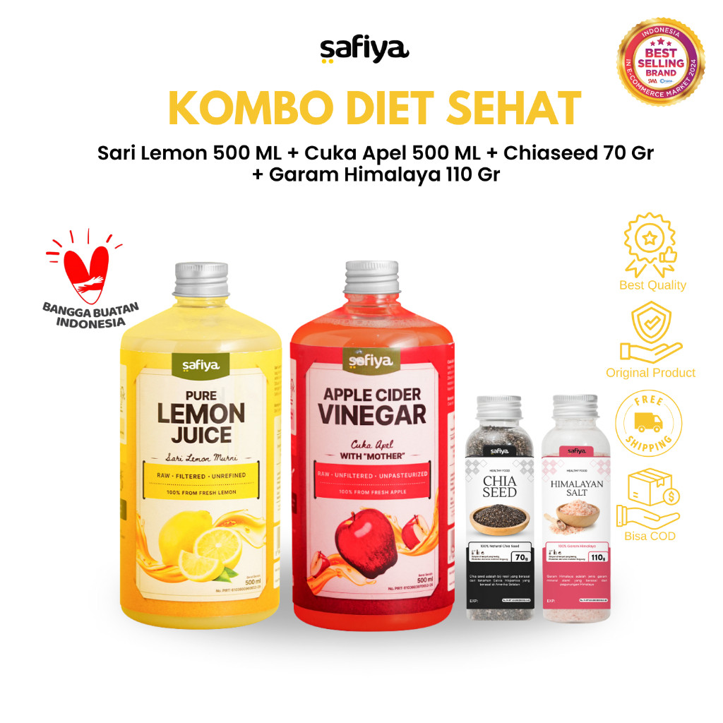 Safiya Paket Diet 4in1 Cuka Sari Lemon Chiaseed Garam HalweyJaktim