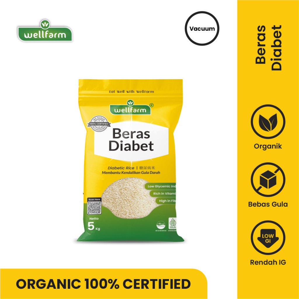 Beras Diabetes 5kg Low GI WellFarm Beras Diabet Organik