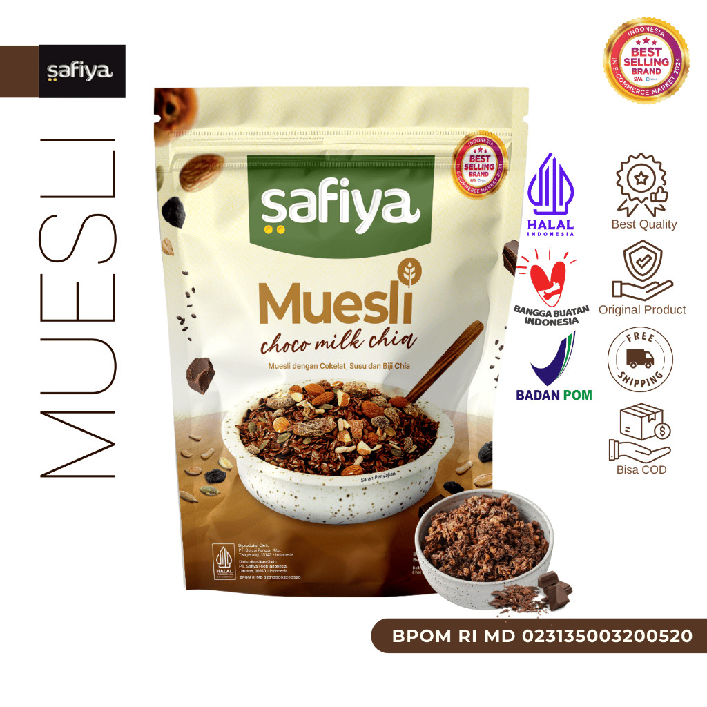 Safiya Muesli Choco Milk 840 Gram With Chiaseed Sereal Oatmeal Diet Premium HalweyJaktim