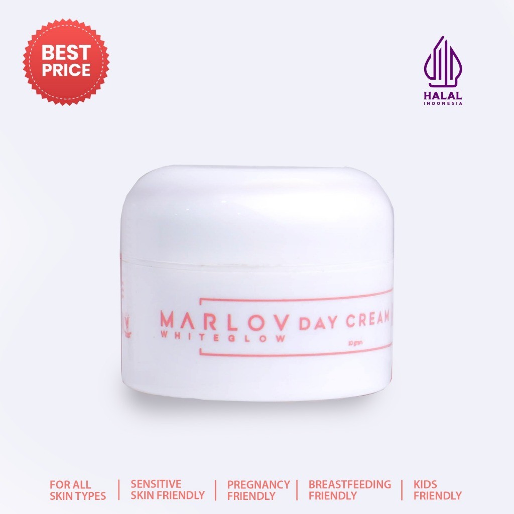 MARLOV White Glow Day Cream 10gr | Krim Pagi Whitening Extract, Niacinamide, UV Filter, & Allantoin