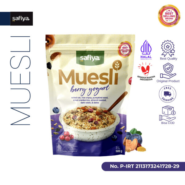 Safiya Muesli Berry Yogurt 500 Gram Sereal With Almond Premium HalweyJaktim