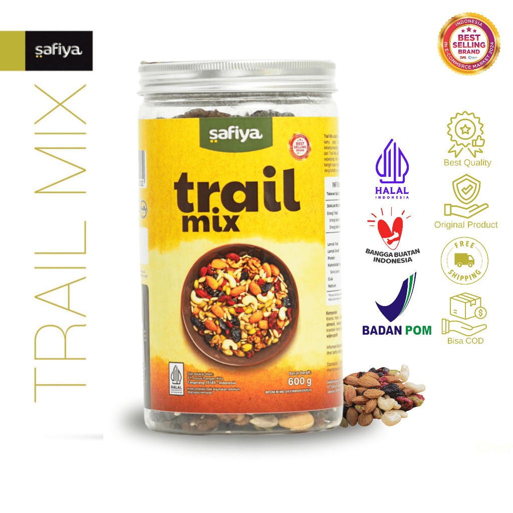 Safiya Trail Mix 600 Gram Jar With Almond Raisins Roasted Premium HalweyJaktim