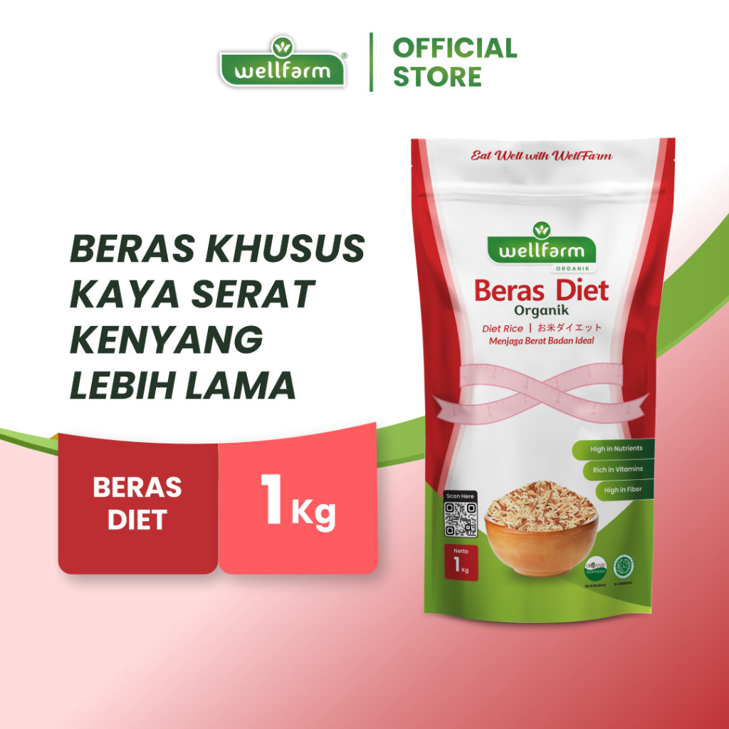 WellFarm Beras Diet Organik 1 Kg | Bantu Lengkapi Kebutuhan Diet Sehat