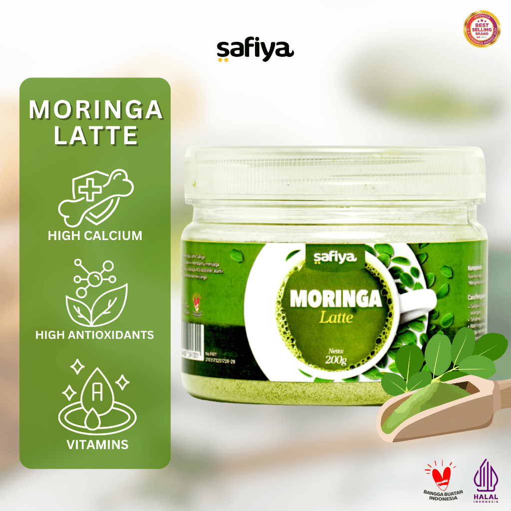 Safiya Moringa Latte Bubuk Minuman Daun Kelor 200 Gram High Kalsium HalweyJaktim