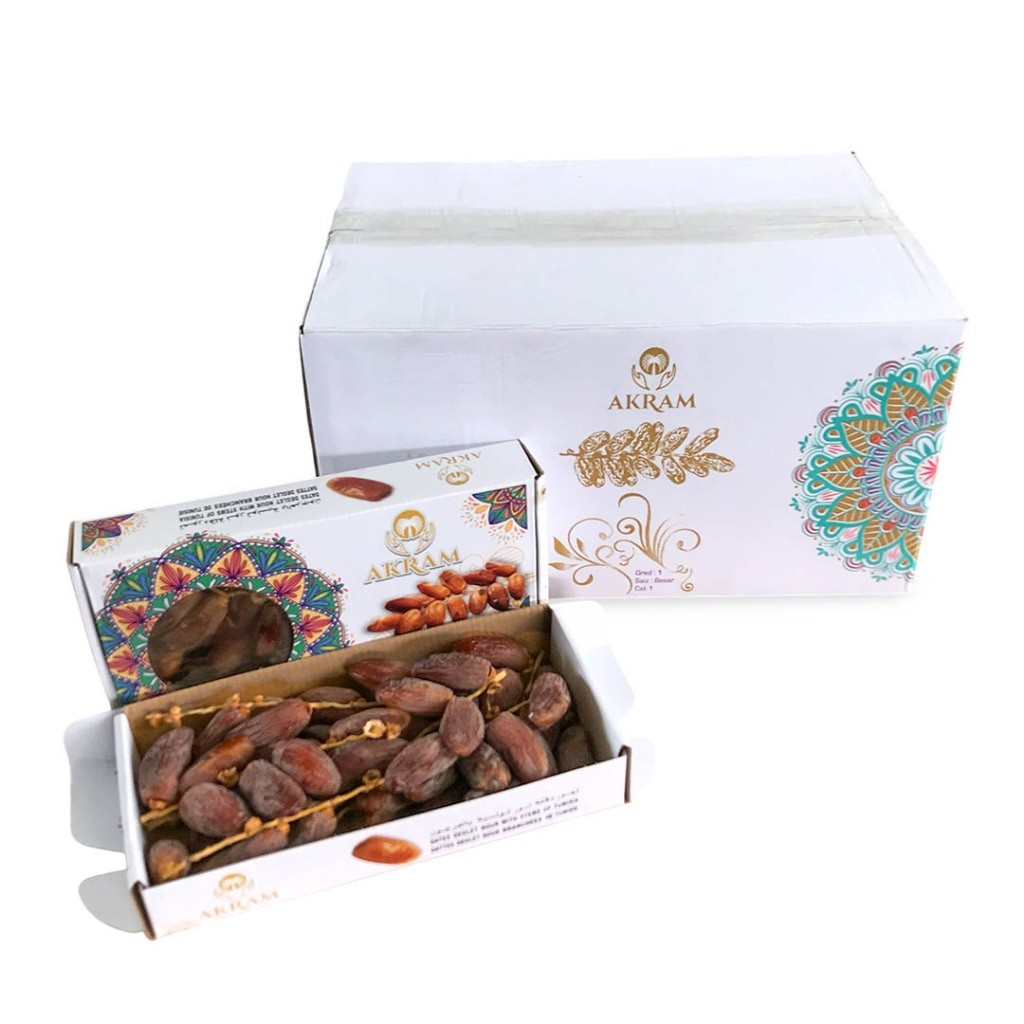 Terlaris Akram Kurma Tangkai Tunisia 500 g – (1 dus)