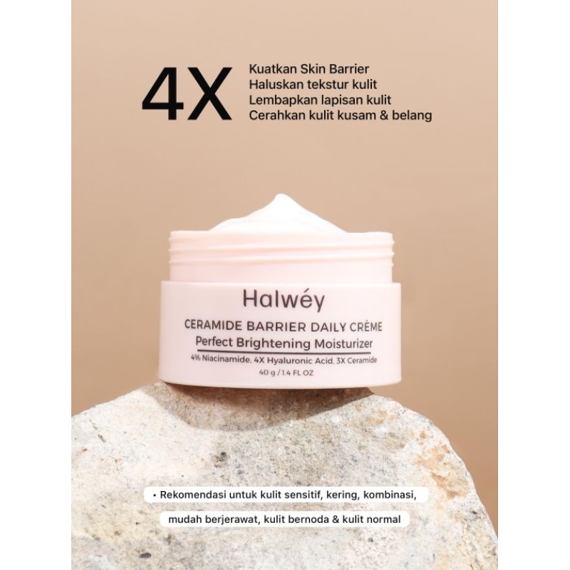 CERAMIDE BARRIER DAILY CREME PERFECT BRIGHTENING MOISTURIZER 40 GR Halwey BIKIN WAJAH CEPAT GLOWING DI PAKAI PAGI DAN MALAM HARI
