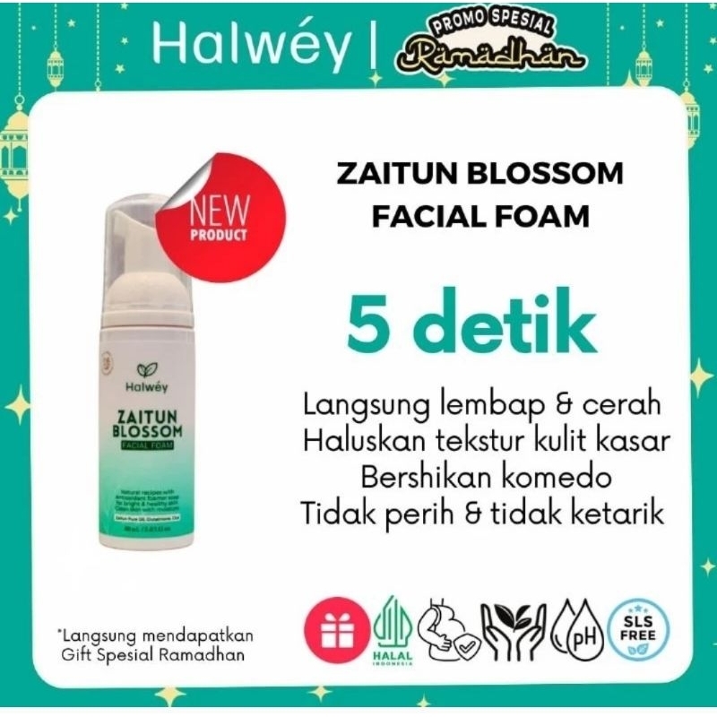 [Halwey New] zaitun Bubble Facial Foam 60ml ) (Skin Barierr siap, Moisturizer, Brighten With