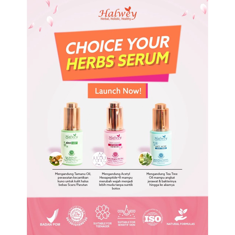 Halwey_serum herbal Brightening_Acne_anti aging scar_Bopeng