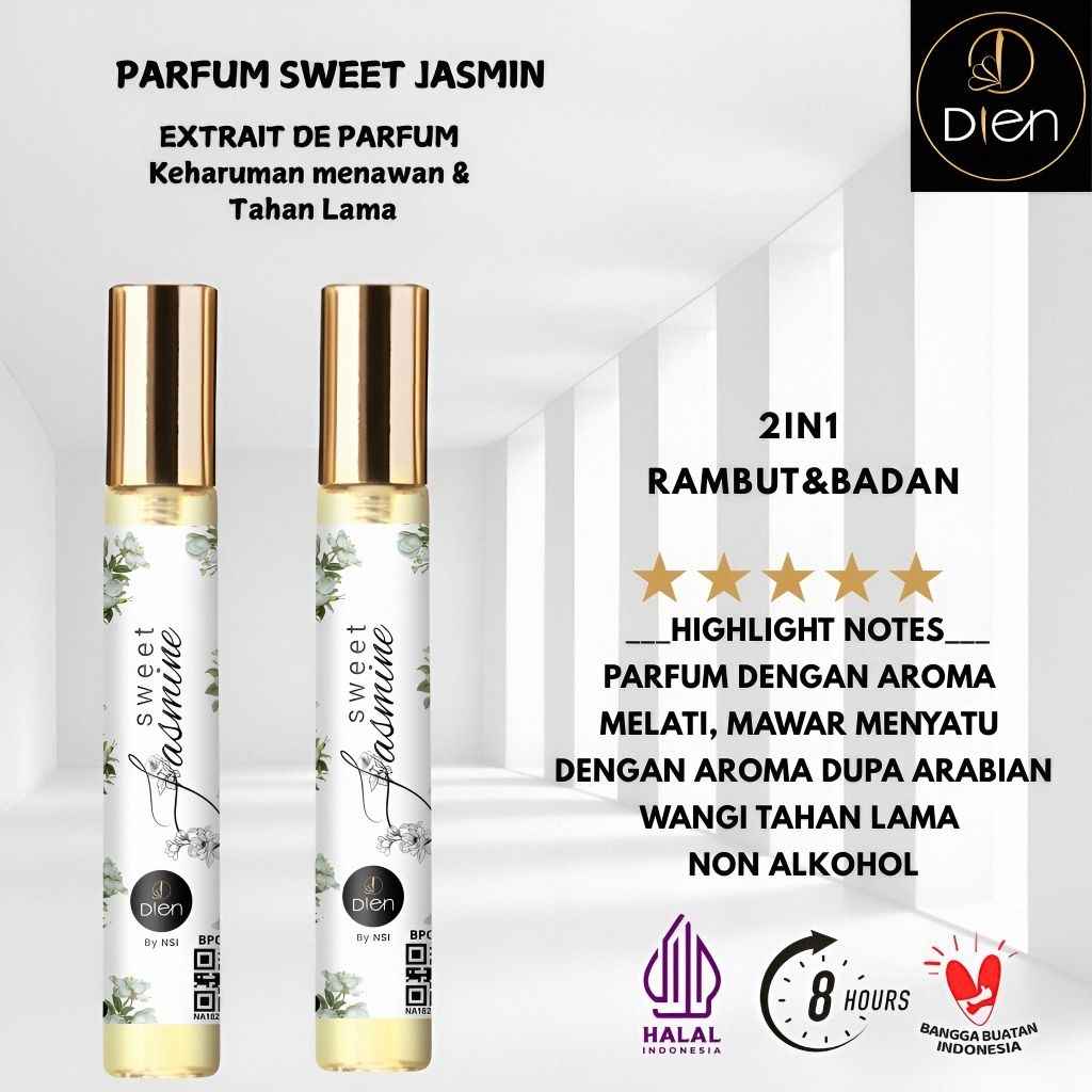 Parfum Sweet Jasmin Melati non Alkohol tidak nyegrak wanginya Mewah dan tahan lama by Dien Perfume
