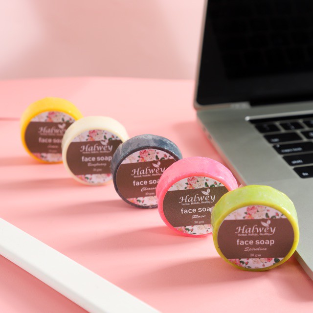 Halwey Organic Soap Kefir Milk Rose, Spirulina, Charcoal, Bengkuang, Lemon soap 30gr sabun susu