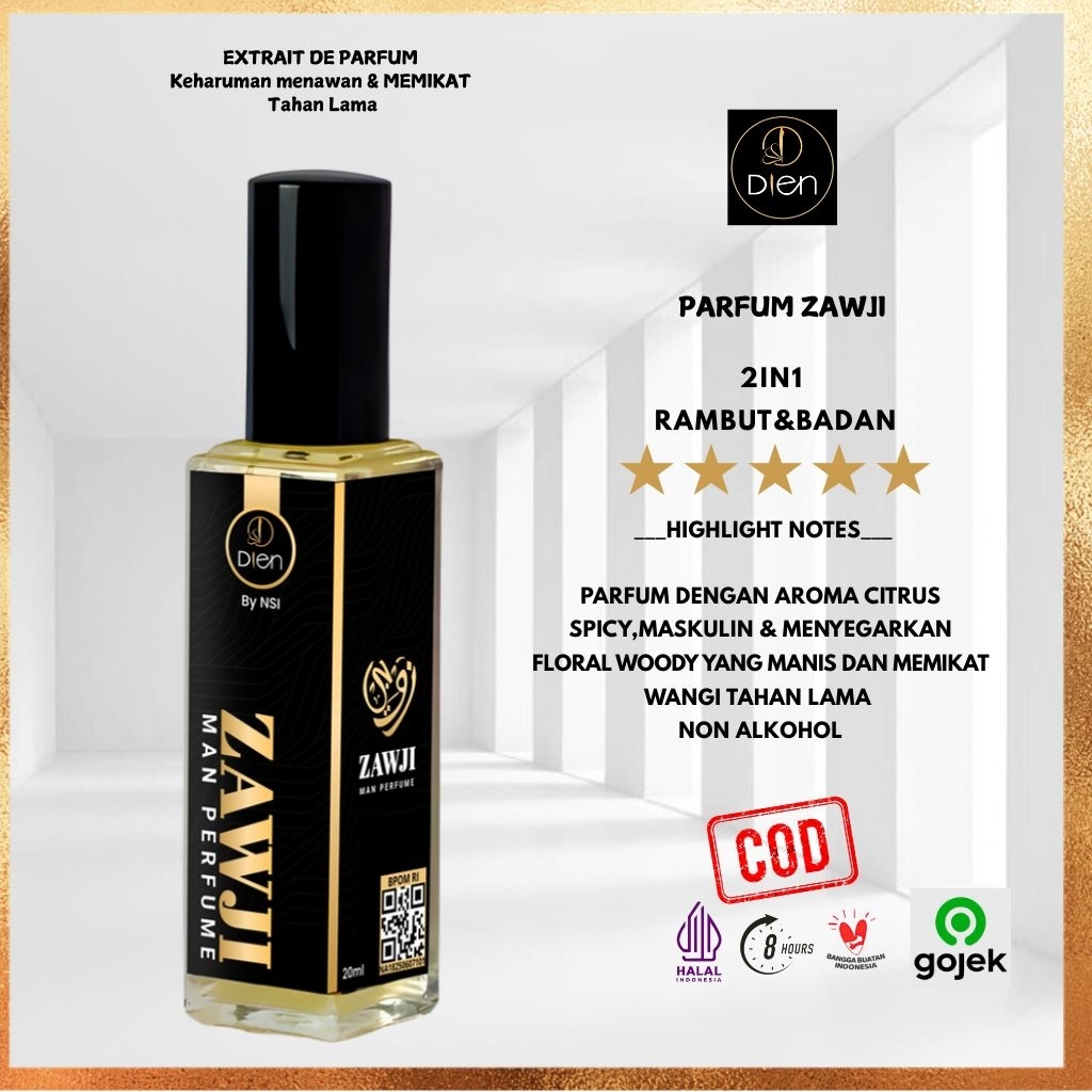 Parfum For Men Zawji by Dien Perfume non Alkohol wangi Mewah tahan lama