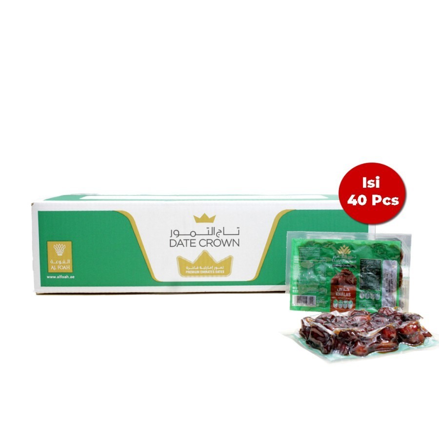 Terlaris Kurma Date Crown Khalas Thermo 250 gr – 1 Dus (isi 40 pcs)