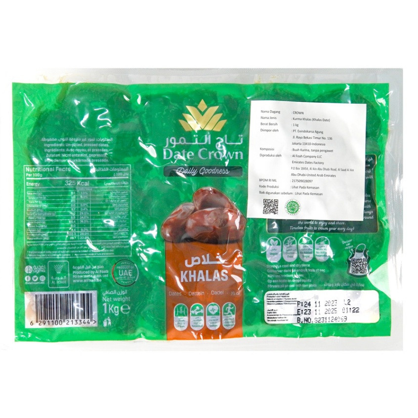 Terlaris Kurma Date Crown Khalas Thermo 1 kg
