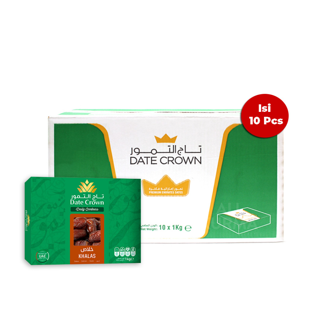Terlaris Kurma Date Crown Khalas 1 kg – 1 Dus (isi 10 pcs)