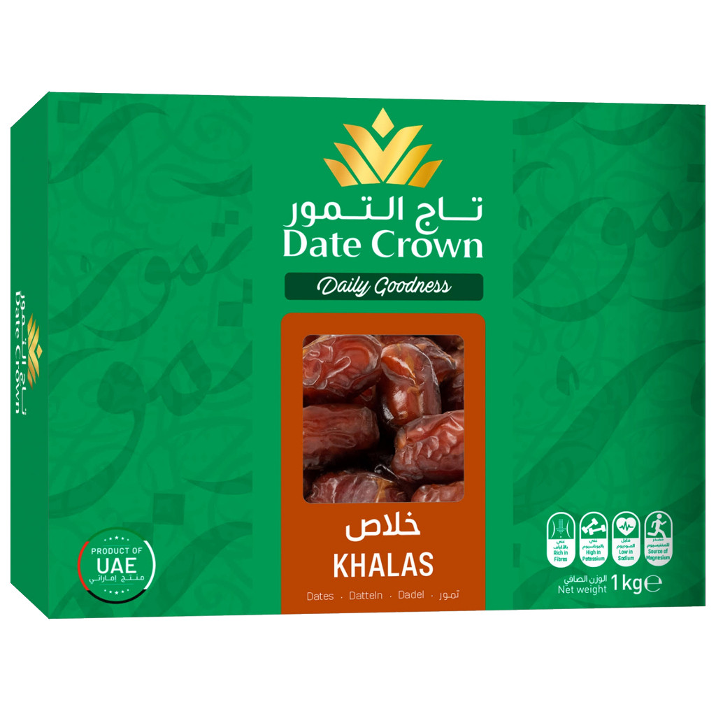 Terlaris Date Crown Kurma Khalas (1kg) dari UAE in Box