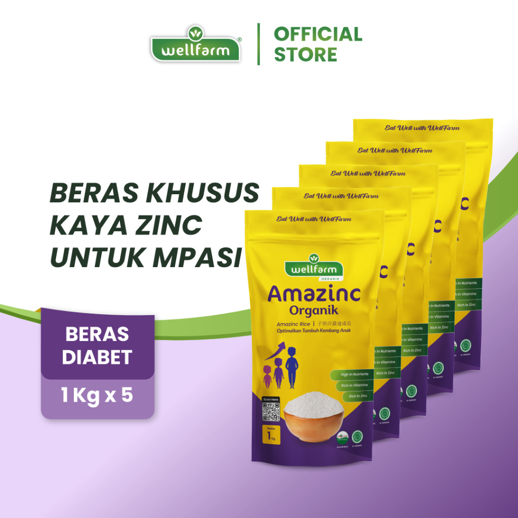 Terlaris WellFarm Beras Amazinc Organik, Paket Bundling Hemat 5Kg