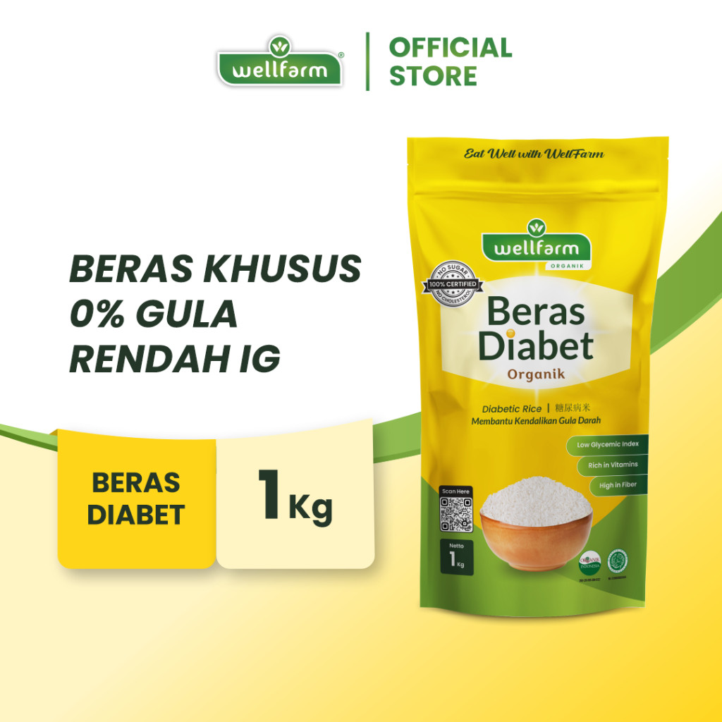 Terlaris WellFarm Beras Diabetes Organik 1 Kg | Beras Diabet Organik Sugar Free