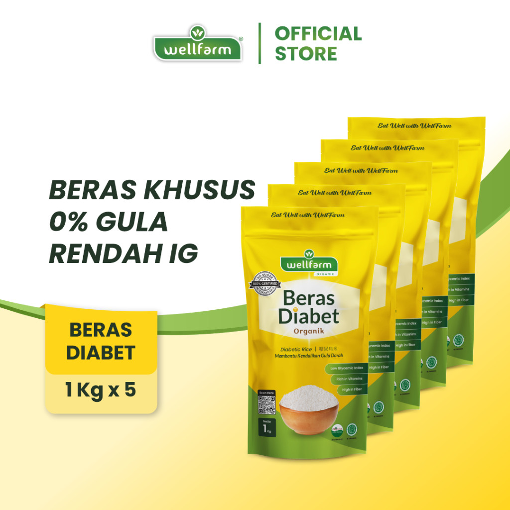 Terlaris Wellfarm Beras Diabetes Organik 5Kg Paket Bundling