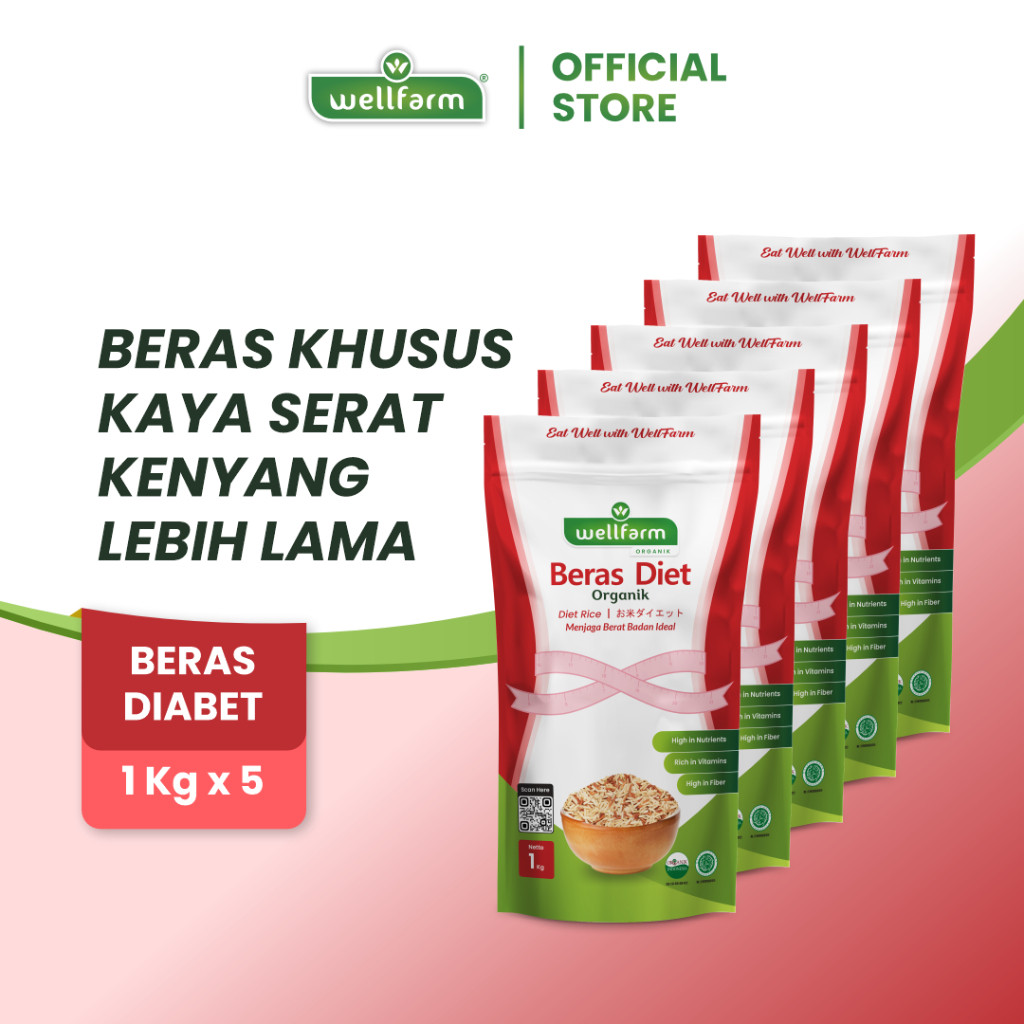 Terlaris WellFarm Beras Diet Organik, Paket Bundling Hemat 5Kg