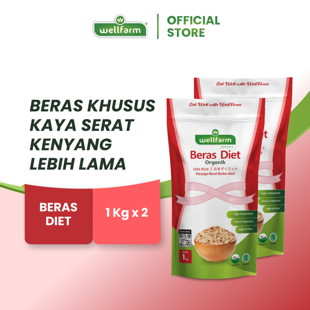 Terlaris Wellfarm Beras Diet Organik, Paket Bundling Hemat 2Kg